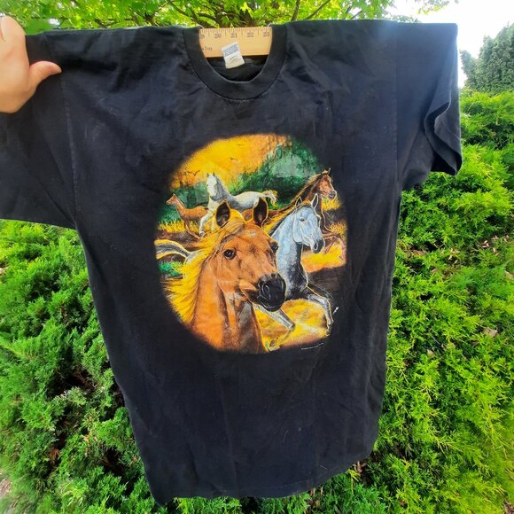 VTG Horse Shirt OSFA  MADE IN USA Cotton T-Shirt Creative Apparel Concepts - Picture 1 of 6